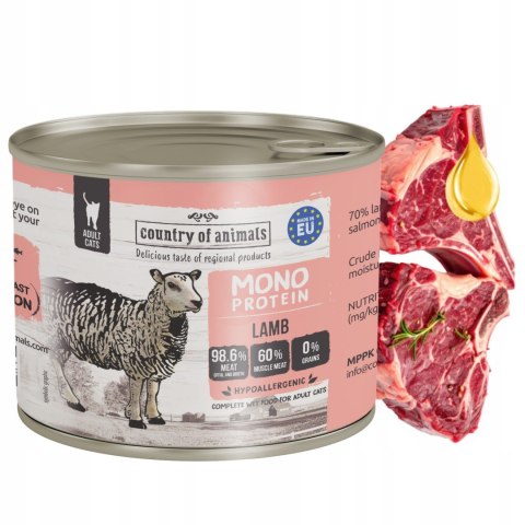ZESTAW Country of Animals Cat Wet Food Monoprotein Lamb 12X200g