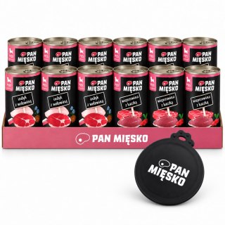 ZESTAW DLA SZCZENIĄT Pan Mięsko Wieprzowina z kaczką 12x400g + POKRYWKA