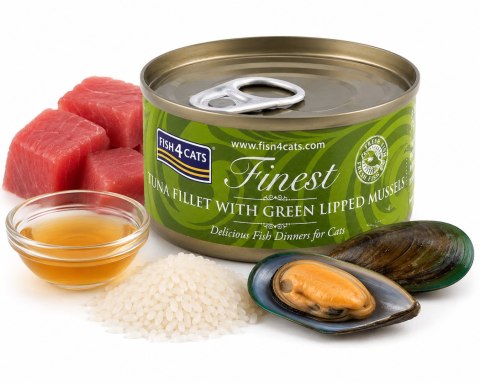 ZESTAW Fish4Cats Filety Tuńczyk z Omułkiem Zielonowargowym 20x70g dla Kota
