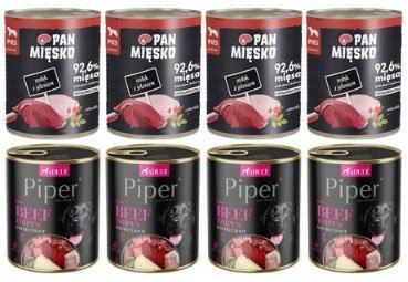 ZESTAW MIX PAN MIĘSKO Piper dla psa 12x800 Mix smaków wołowina Indyk z jeleniem