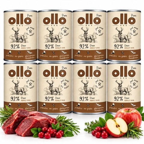ZESTAW Ollo Pure Jeleń 8X400g monobiałkowa karma dla psa bezzbożowa