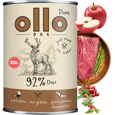 ZESTAW Ollo puszka pies Pure Jeleń 12X850 g monobiałkowa karma mokra