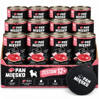 ZESTAW Pan Mięsko Karma Mokra dla Psa Szczeniaka 12x400g + POKRYWKA