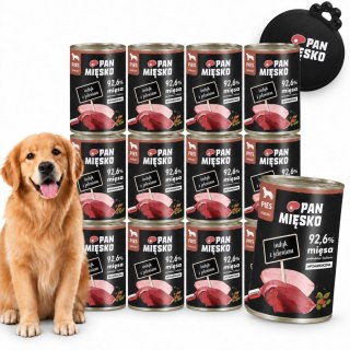 ZESTAW Pan Mięsko Karma mokra Indyk z Jeleniem 12X400g + WIECZKO