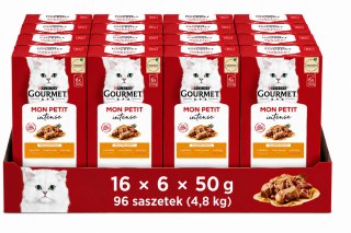 ZESTAW Purina Gourmet MON PETIT DROBIOWE SMAKI DLA KOTA 96x50g 16xkartonik