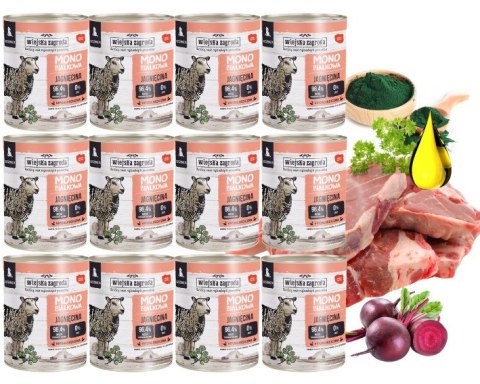 ZESTAW Wiejska Zagroda Jagnięcina mono 12x800 g szczeniak