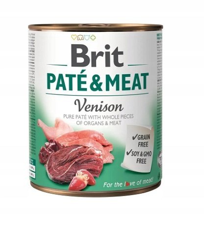 Zestaw - BRIT PATE&MEAT VENISON 24x800g bezzbożowa karma dziczyzna