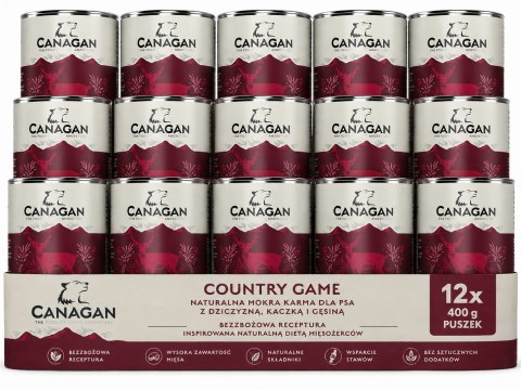 Zestaw Canagan Country Game 12X400g Karma Mokra dla Psa Dziczyzna Kaczka Gęś