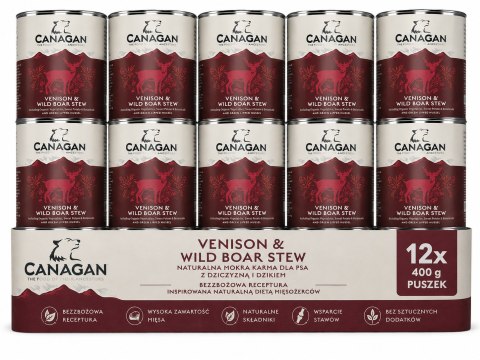 Zestaw Canagan Venison & Wild Boar 12x400g Karma Mokra dla Psa Dziczyzn
