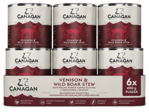 Zestaw Canagan Venison & Wild Boar 6x400g Karma Mokra dla Psa Dziczyzna