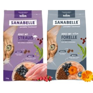 Zestaw - SANABELLE PSTRĄG STRUŚ 400g sucha karma dla kota dorosłego