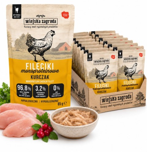 Zestaw Wiejska Zagroda Karma mokra dla kota Fileciki Kurczak 12x85g