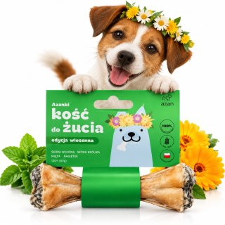 AZANKI Kość do żucia dla psa z kozą i miętą Przysmak dla psa - S/M 12CM WIOSENNA