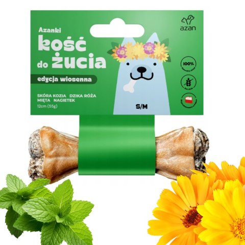 AZANKI Kość do żucia dla psa z kozą i miętą Przysmak dla psa - S/M 12CM WIOSENNA