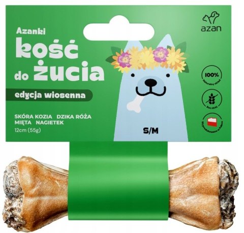 AZANKI Kość do żucia dla psa z kozą i miętą Przysmak dla psa - S/M 12CM WIOSENNA