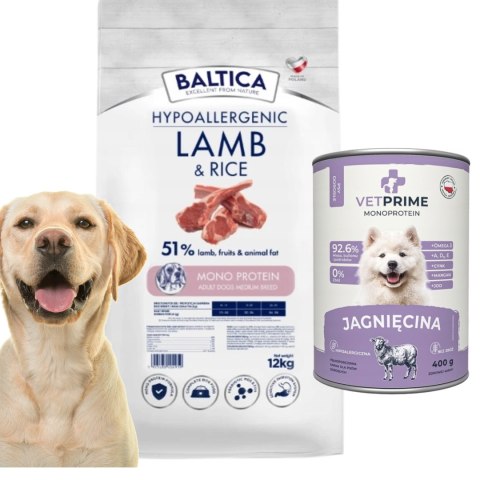 BALTICA ADULT LAMB&RICE M 12KG JAGNIĘCINA DLA RAS ŚREDNICH
