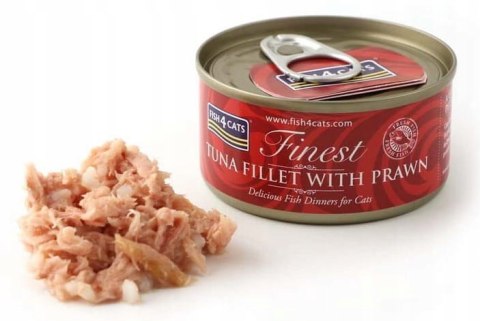 Fish4Cats - Filety Tuńczyka z Krewetkami - Karma mokra dla kota 70g