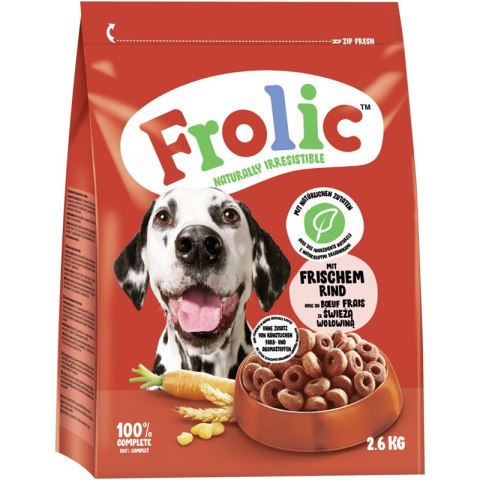 Frolic 2,6kg wołowina i warzywa karma sucha dla psa + DENTASTIX