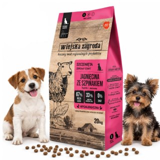 NA WAGĘ Wiejska Zagroda Karma dla szczeniąt Jagnięcina ze szpinakiem 1kg