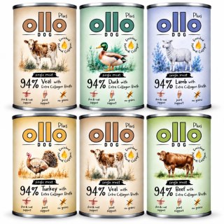 OLLO Plus Kolagen Karma Mokra dla Psa Mix 12x800g 5 Smaków Cielęcina
