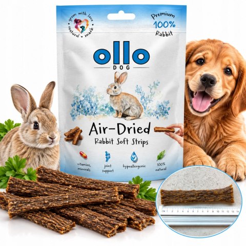 Ollo Air Dried Rabbit Strips Suszone miękkie paski ze KRÓLIKA dla psa 80g
