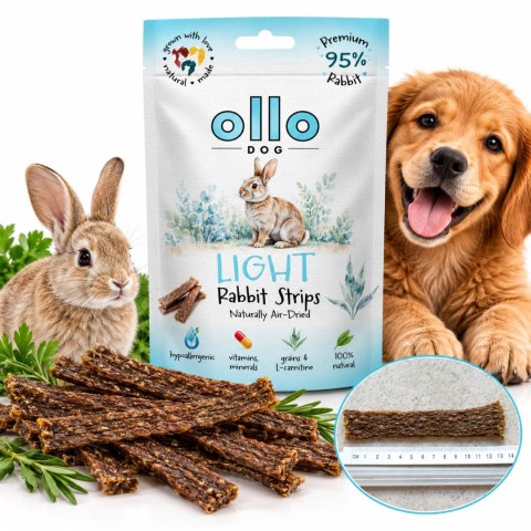 Ollo MIĘSNE PASKI Light Rabbit Strips 80g przysmaki z królika monoproteinowe