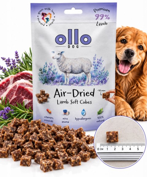 Ollo przysmaki treningowe SOFT CUBES JAGNIĘCINA, monobiałkowy 80g