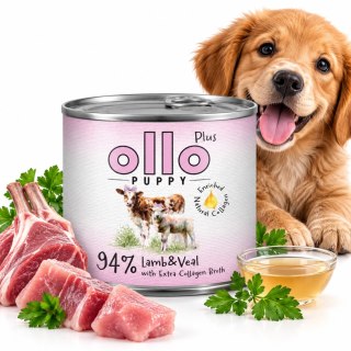 Ollo puszka pies Plus Kolagen Puppy Jagnięcina cielęcinal 200 g