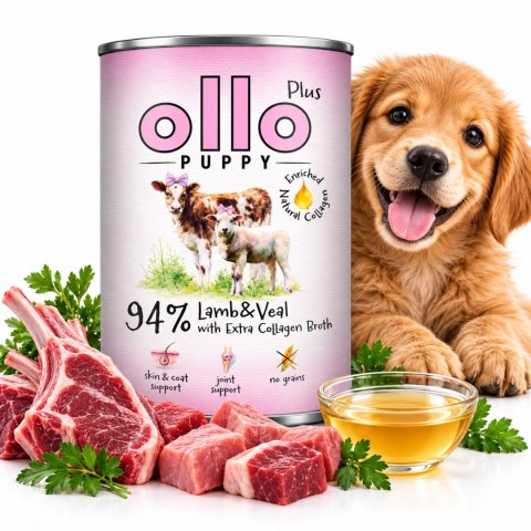 Ollo puszka pies Plus Kolagen Puppy Jagnięcina cielęcinal 400 g
