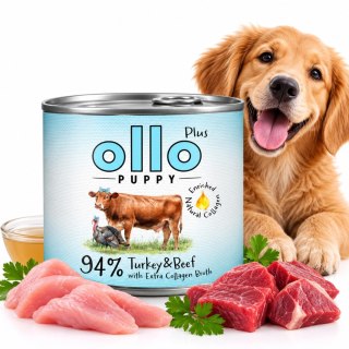 Ollo puszka szczeniak Plus Kolagen Puppy Indyk z wołowiną 200 g