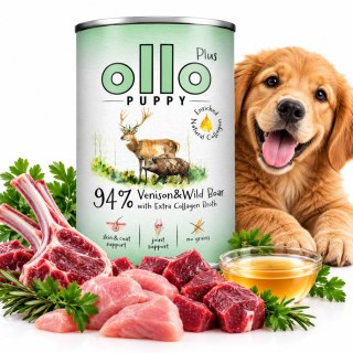 Ollo puszka szczeniak Plus Kolagen Puppy Jeleń Dzik 400 g