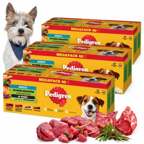 Pedigree Adult Mix Wybór Smaków Mokra Karma dla Psa w Sosie 120x100g