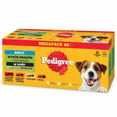 Pedigree Adult Mix Wybór Smaków Mokra Karma dla Psa w Sosie 120x100g