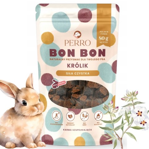 Perro BON BON Królik - przysmaki dla psa 80g siła czystka