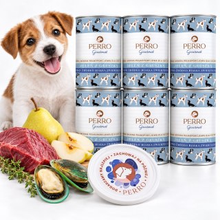 Perro Gourmet Monobiałkowa Karma Mokra Jeleń z Gruszką Junior 6x400g wieczko