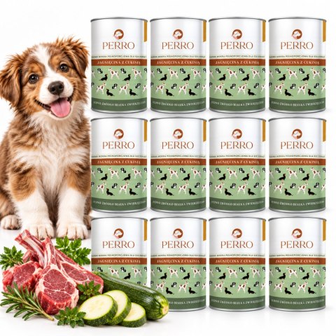 Perro JUNIOR Jagnięcina z cukinią 12x400g mokra karma dla szczeniąt