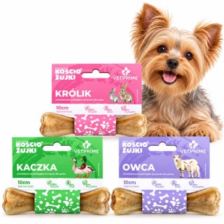 VETPRIME KościoŻujki MIX 3x10cm 105g Gryzaki Kości dla Psa Kaczka Królik Owca