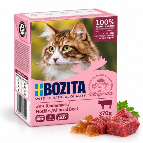 ZESTAW Bozita w galarecie z siekaną wołowiną 12X370g mokra karma kartonik