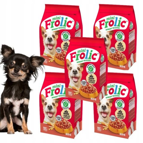 ZESTAW FROLIC WOŁOWINA sucha karma dla psa małe rasy 5X800g 4KG + przysmak