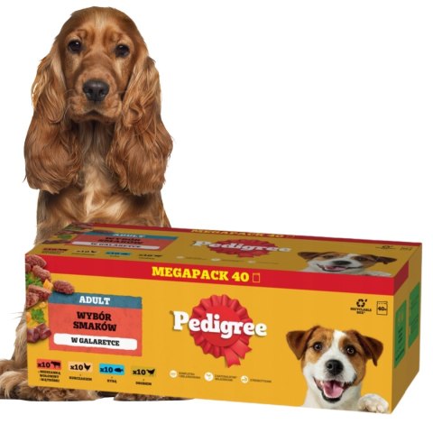 ZESTAW PEDIGREE MOKRA KARMA DLA PSA MIX GALARETKA SOS SASZETKI 80X100 g