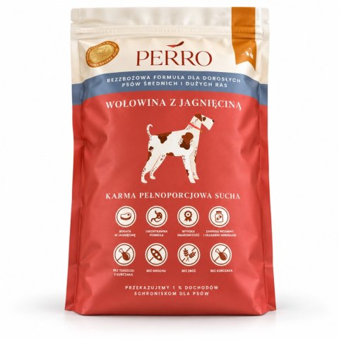 ZESTAW PERRO Karma Bezzbożowa Wołowina z Jagnięciną Średnie Duże Rasy 3X1 kg dla Psa
