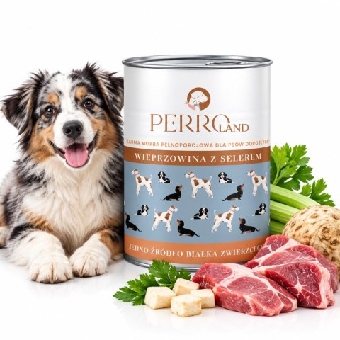 ZESTAW PERRO Wieprzowina z selerem dla psów dorosłych 6X400g wysokomięsna karma