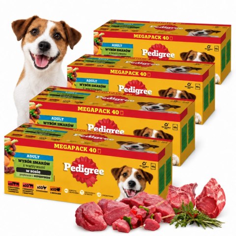ZESTAW Pedigree Adult Mix Wybór Smaków Mokra Karma dla Psa w Sosie 160x100g