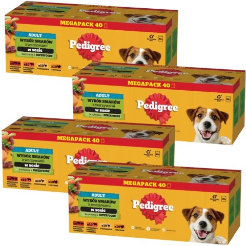 ZESTAW Pedigree Adult Mix Wybór Smaków Mokra Karma dla Psa w Sosie 160x100g