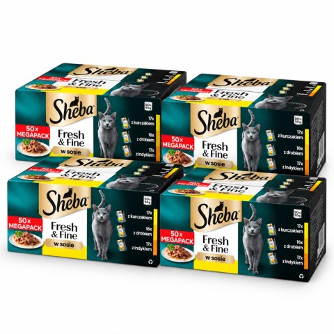 ZESTAW SHEBA Fresh & Fine 4X50x50 g mokra karma dla kota mix smaków sos