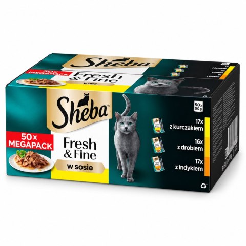 ZESTAW SHEBA Fresh & Fine 4X50x50 g mokra karma dla kota mix smaków sos