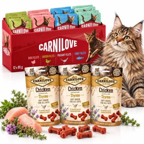 Zestaw CARNILOVE CAT POUCH MULTIPACK 12X85G + przysmaki kurczak 3x50g
