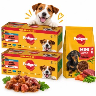 Zestaw PEDIGREE DLA PSA MIX SMAKÓW W GALARETCE SASZETKI 80X100 g karma sucha