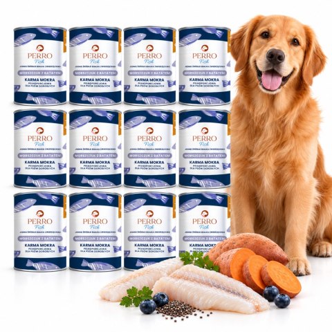 Zestaw Perro Morszczuk z Batatem 12X400g Monobiałkowa Bez Zbóż