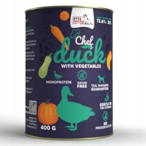 Syta Micha CHEF DUCK mokra karma dla psa kaczka z warzywami 400g